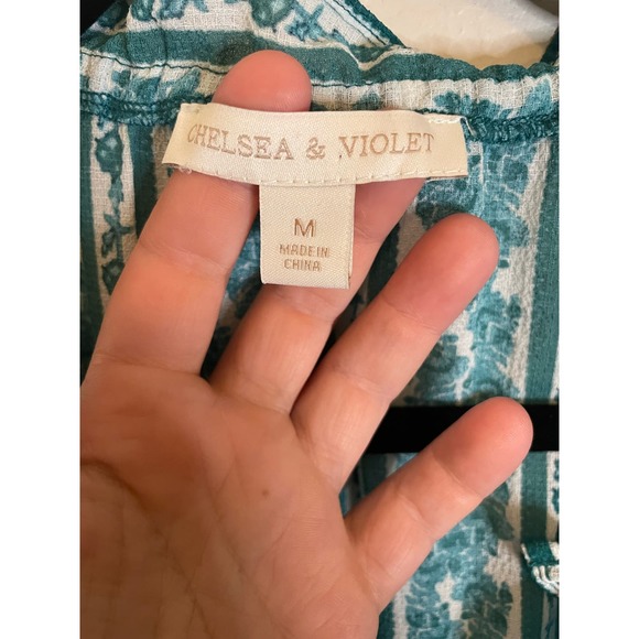 Chelsea & Violet Blue/White Floral Peasant Top Ruffle Midi/Maxi Dress Sz Medium - Picture 2 of 5